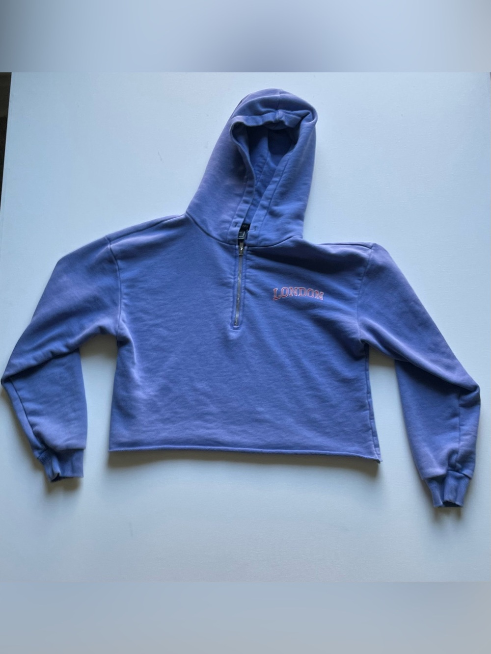 Forever 21 "London" Cropped Half-Zip Hoodie
